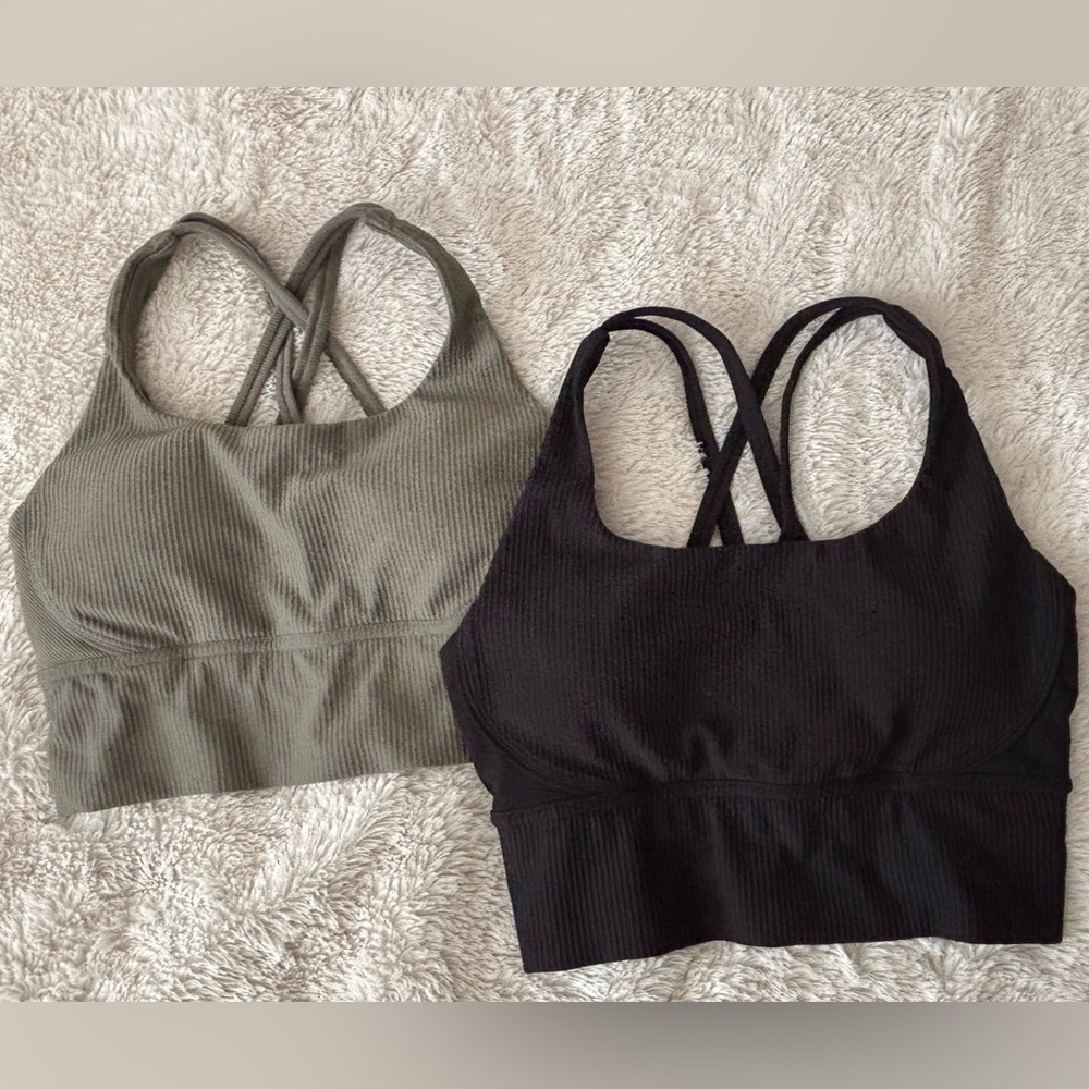 Women's Sport Bralettes - Black and Olive